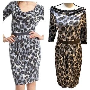 Banana Republic Gray Leopard Print Dress